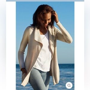 BAREFOOT DREAMS Cozy Chic Lite Coastal Cardi Size XS Soft Waffle Knit Tan Lounge